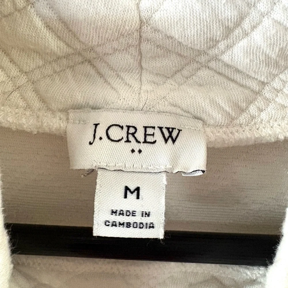 J. Crew White Quilted Cowl Neck Sweater